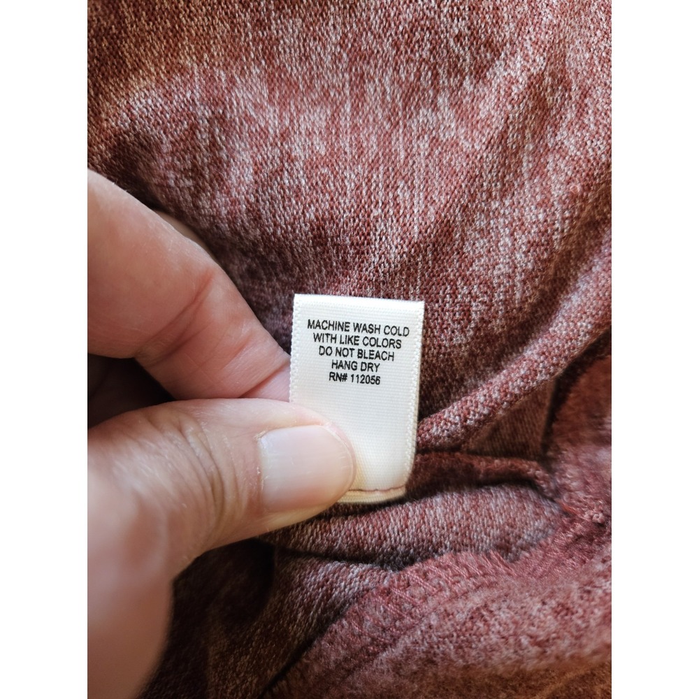 Zenana Maroon Soft Drop Shoulder Pullover Sweater V-Neck Front Pocket, Plus 3X - Picture 5 of 5